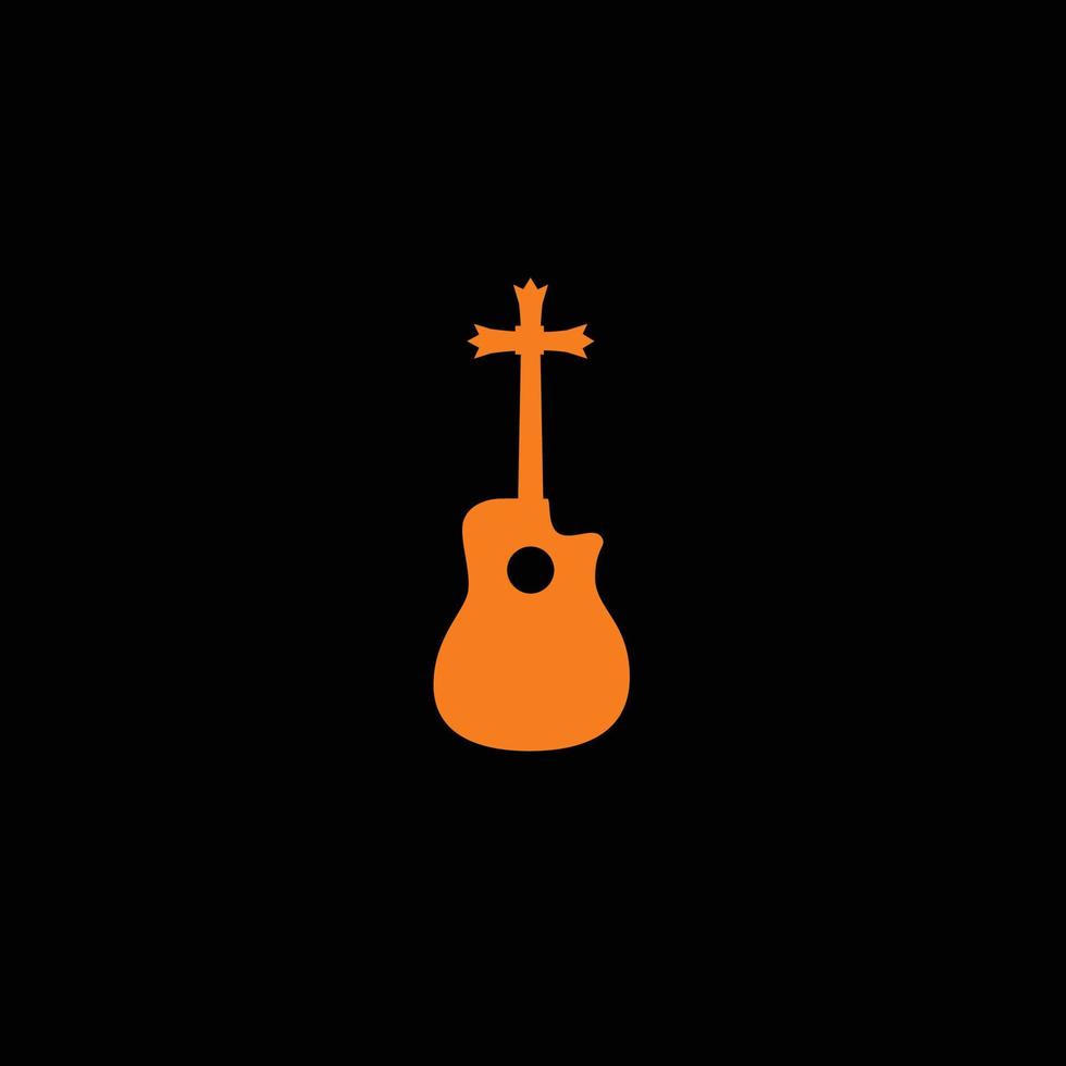 guitare croix chrétien crucifix orange abstrait marque pictural emblème logo symbole iconique créatif moderne minimal modifiable en format vectoriel