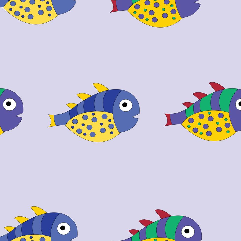 motif de poisson sur fond violet. poissons mignons vecteur