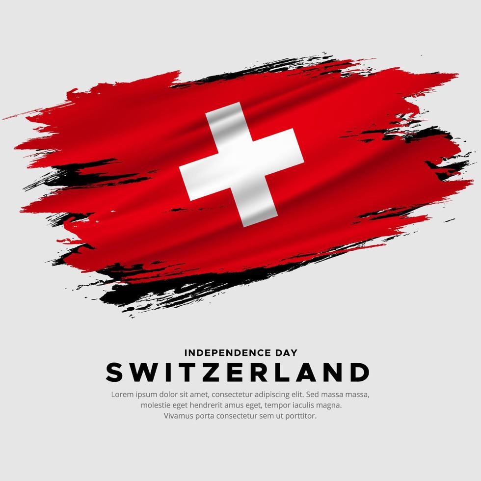 conception moderne et étonnante de la fête de l'indépendance de la suisse avec vecteur de drapeau ondulé