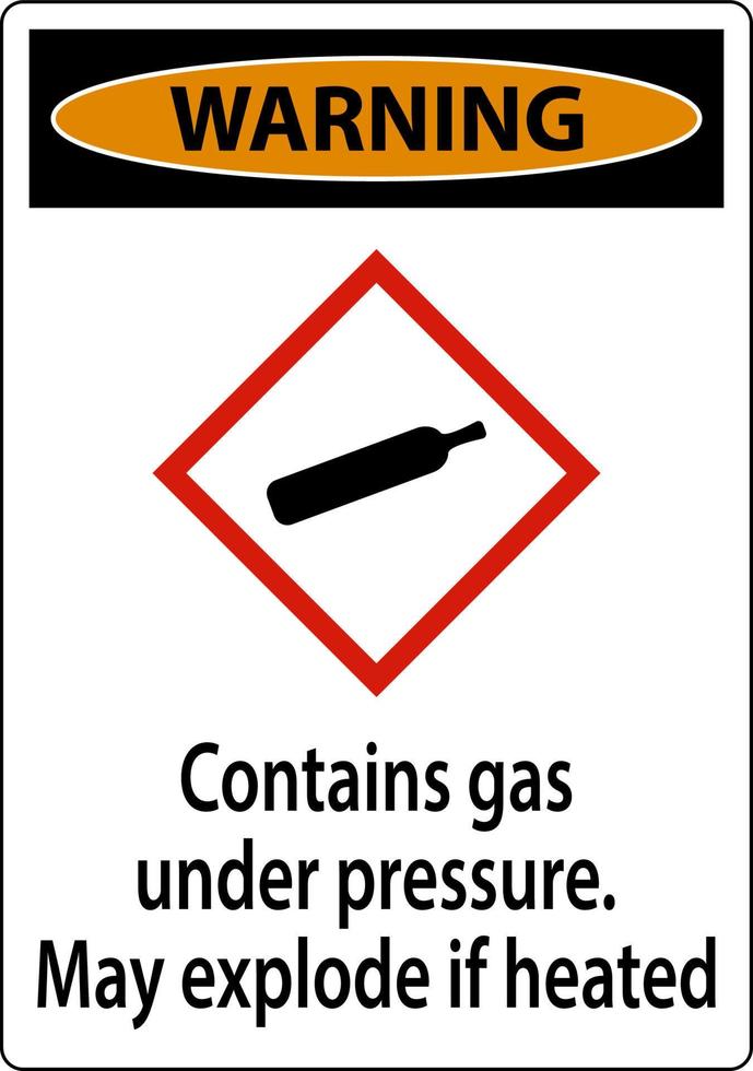 L'avertissement contient du gaz sous pression signe ghs sur fond blanc vecteur