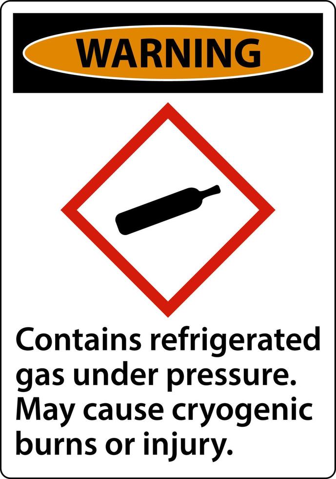 l'avertissement contient du gaz réfrigéré sous pression signe ghs vecteur