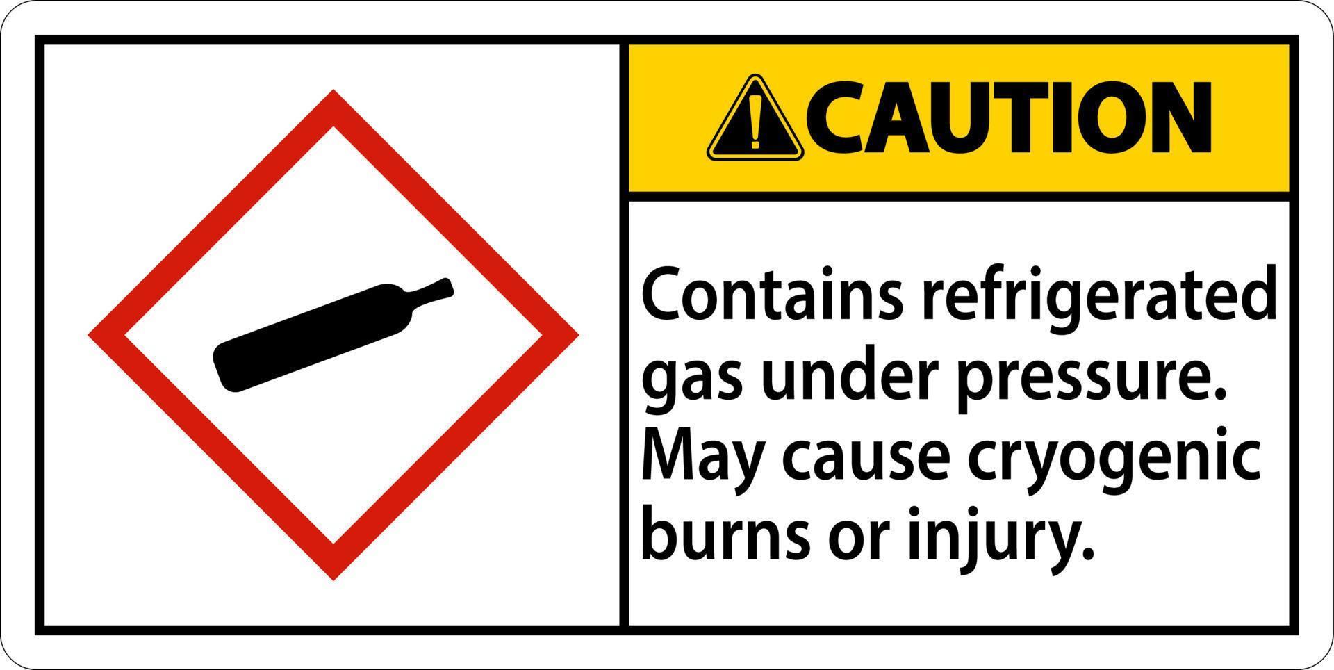 attention contient du gaz réfrigéré sous pression signe ghs vecteur