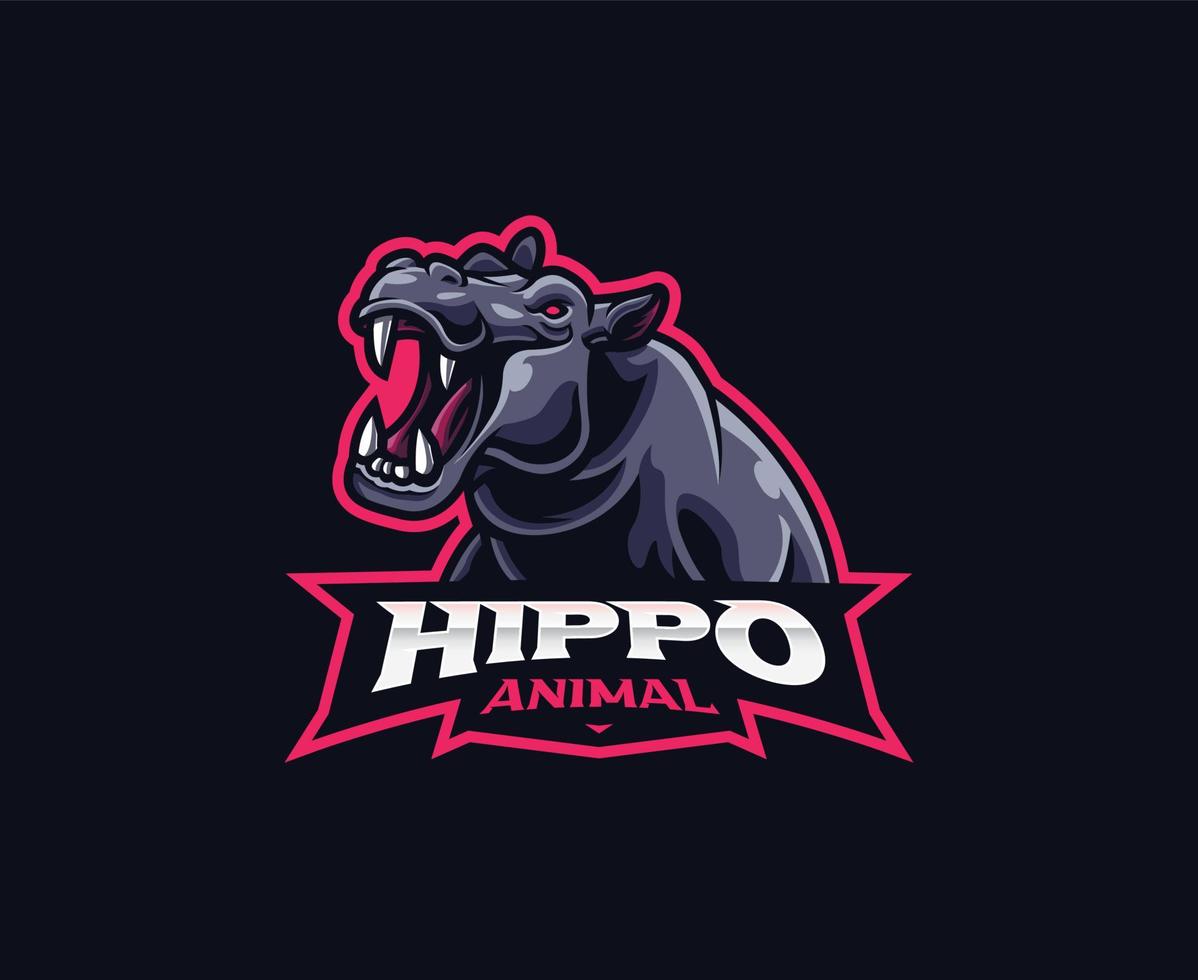 logo mascotte hippopotame vecteur