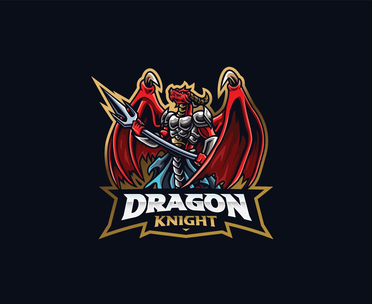 création de logo de mascotte de chevalier dragon vecteur