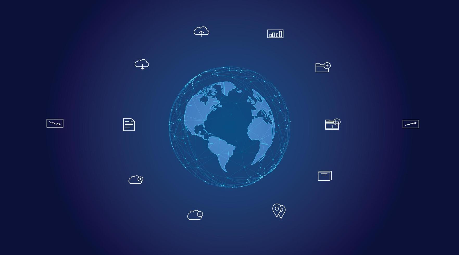 connexion réseau mondiale. concept de composition de point et de ligne de carte du monde du commerce mondial. illustration vectorielle vecteur