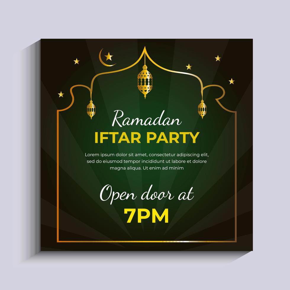 modèle de publication sur les médias sociaux d'invitation à une fête du ramadan iftar vecteur