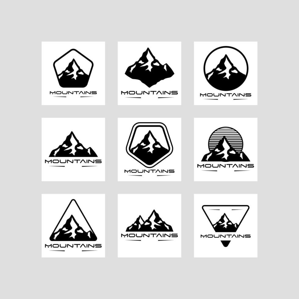 ensemble d'icône de vecteur de logo extérieur aventure et montagne