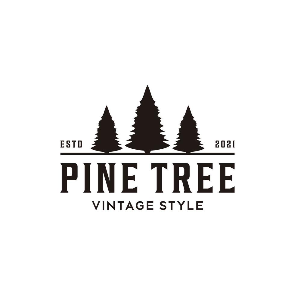 à feuilles persistantes pruche épinette conifère conifère cyprès mélèze pin pinus arbre forêt rétro ancien hipster dessin au trait logo vecteur