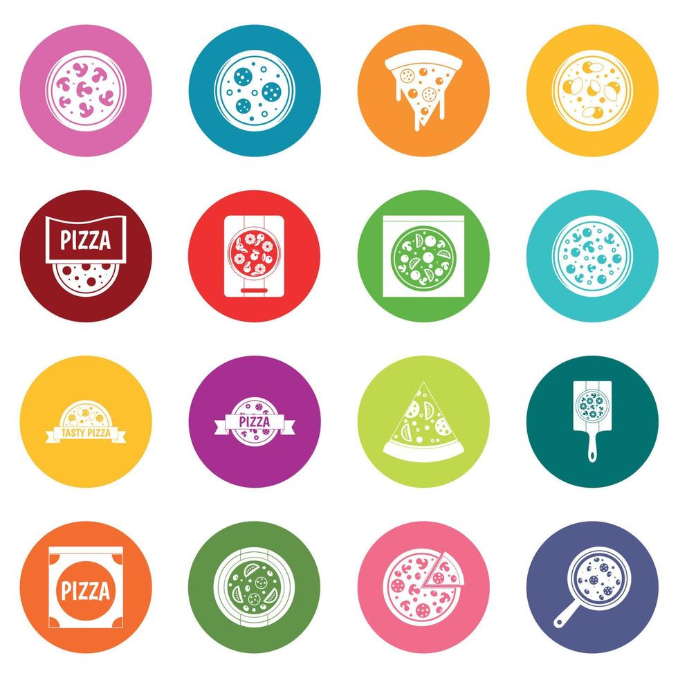 icônes de pizza ensemble de couleurs vecteur