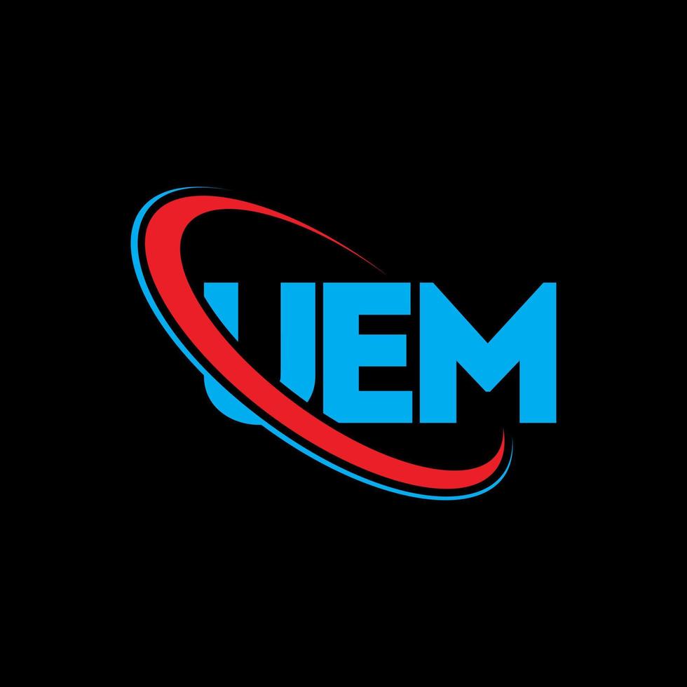 logo uem. lettre uem. création de logo de lettre uem. initiales logo uem liées avec un cercle et un logo monogramme majuscule. typographie uem pour la technologie, les affaires et la marque immobilière. vecteur