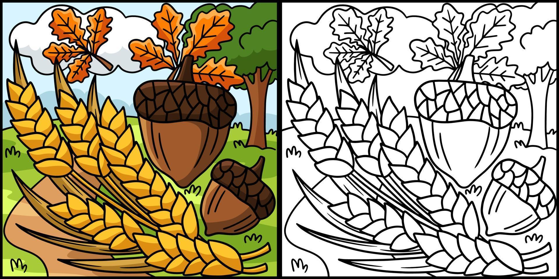 illustration de coloriage de blé de récolte de thanksgiving vecteur