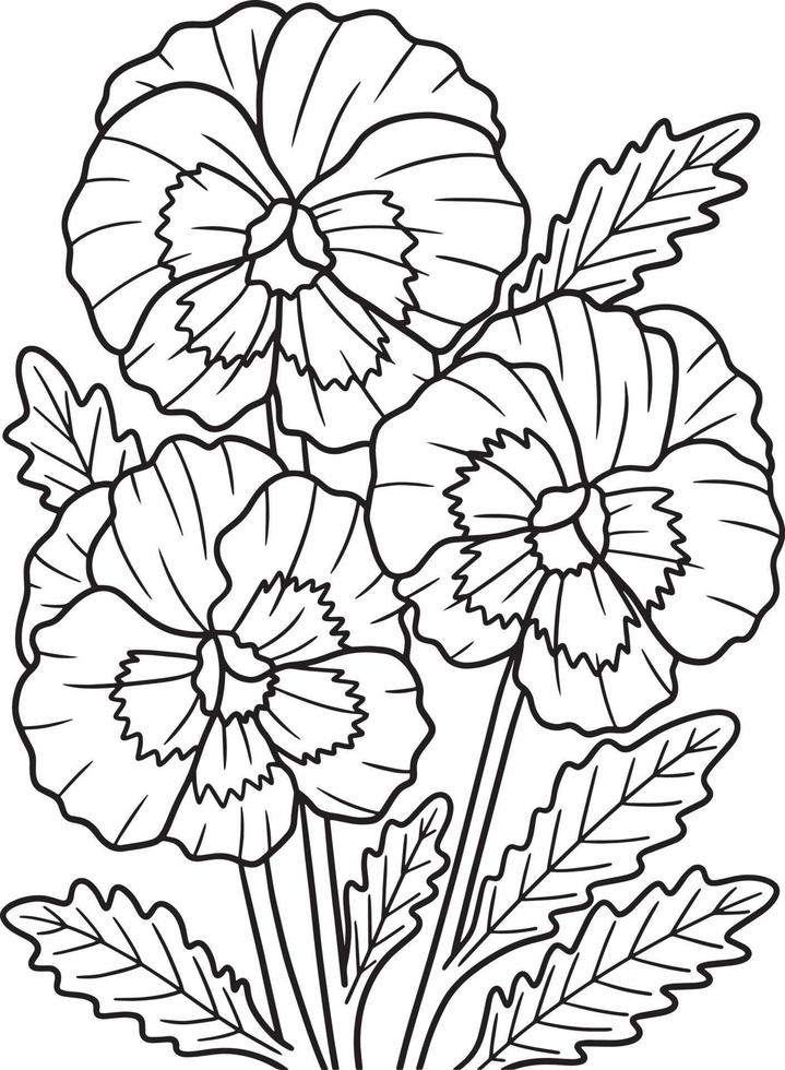 coloriage de fleur de pensée pour adultes vecteur