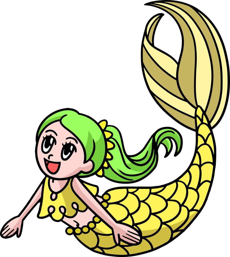 natation sirène dessin coloré clipart vecteur