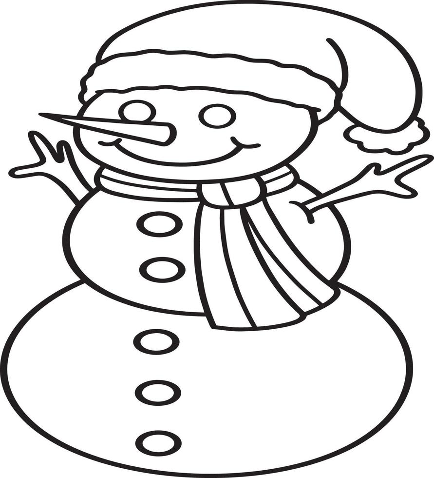 page de coloriage isolé de bonhomme de neige de noël pour les enfants vecteur