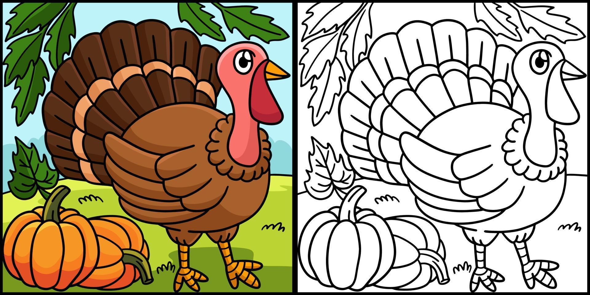 illustration de la page de coloriage de la dinde de thanksgiving vecteur