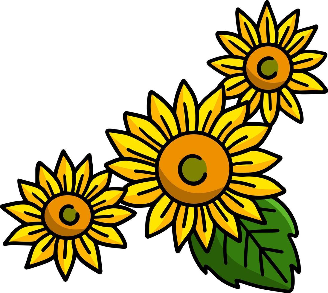 tournesol dessin animé couleur clipart illustration vecteur