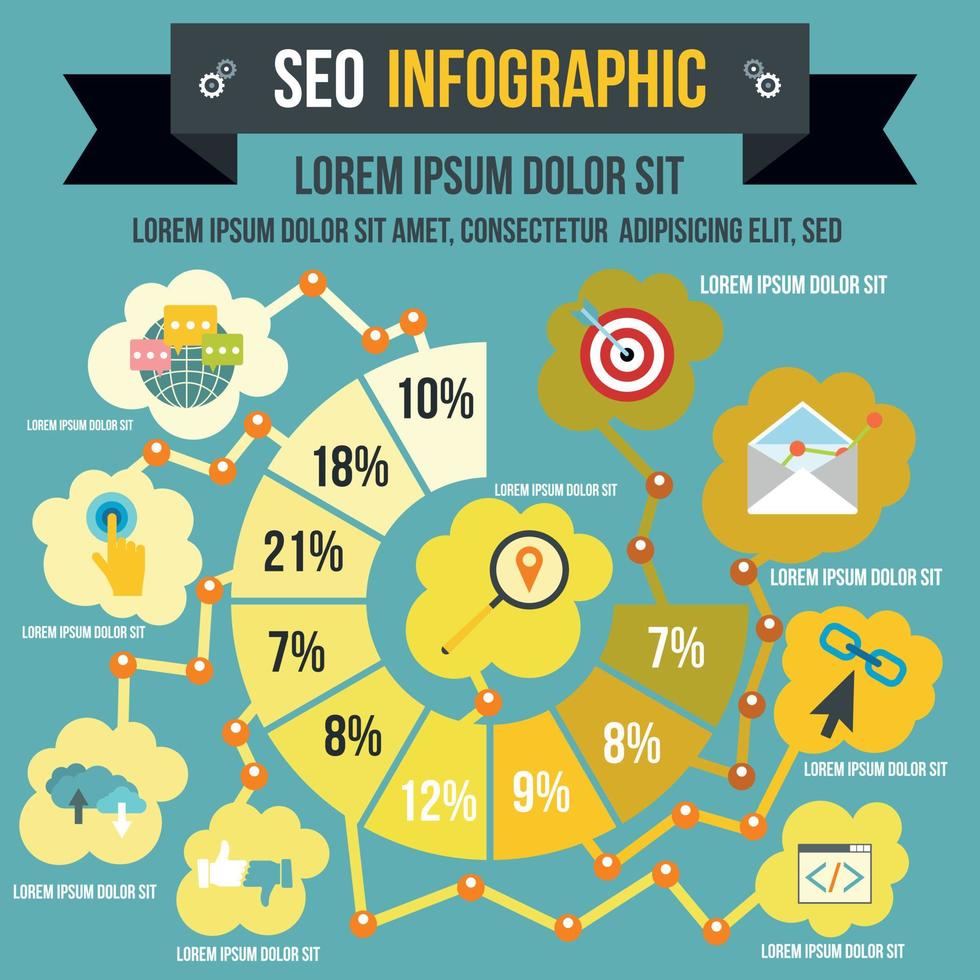 infographie seo, style plat vecteur