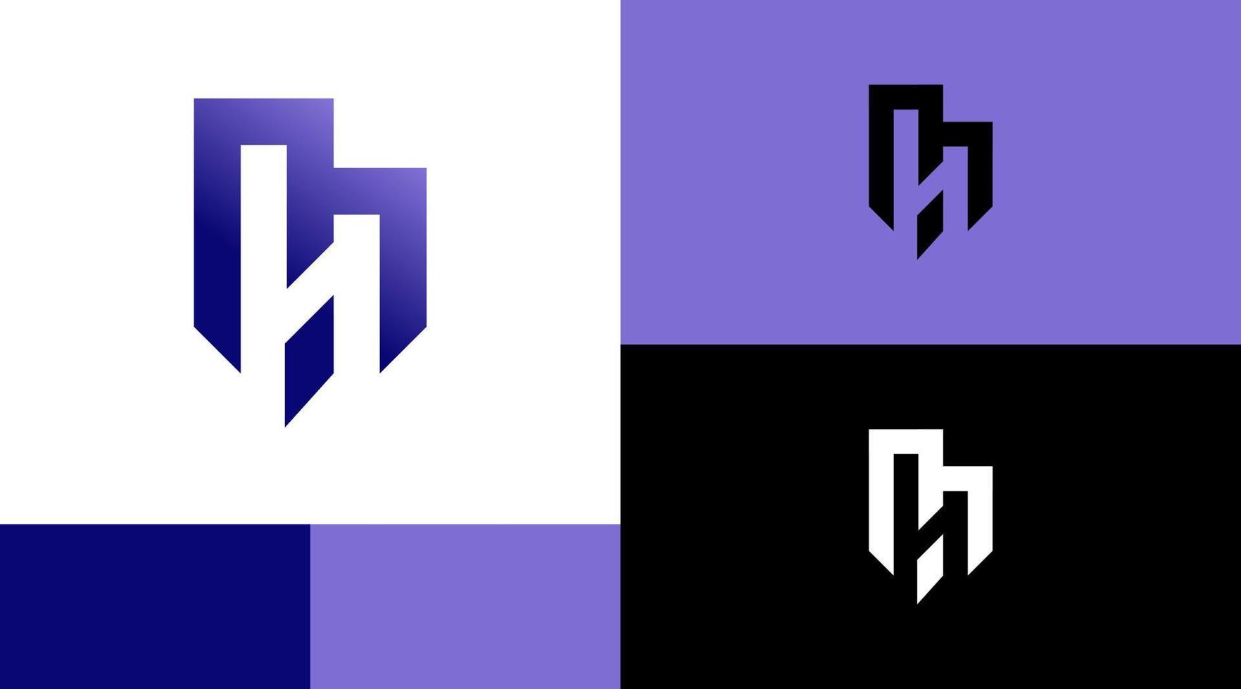 h monogramme bâtiment architecture logo design concept vecteur
