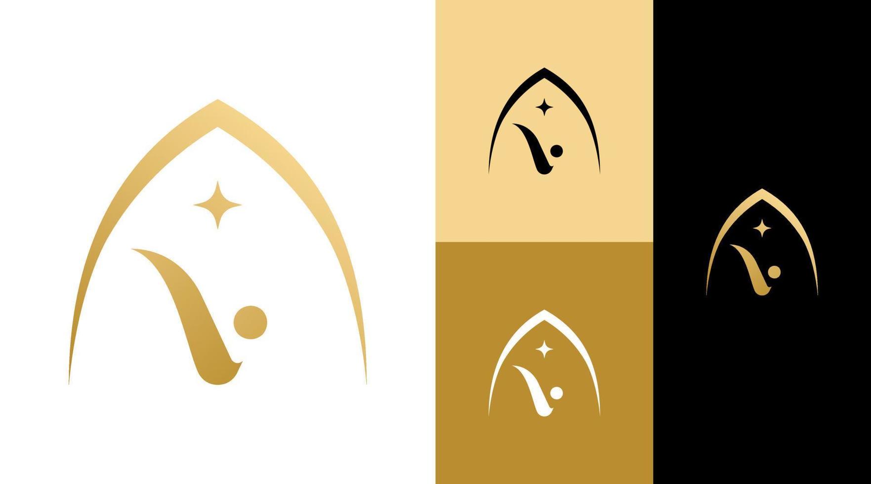 concept de conception de logo de club de yoga étoile dorée vecteur