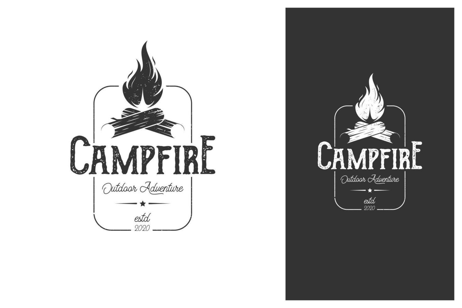 création de logo de feu de camp insigne emblème rétro vintage vecteur