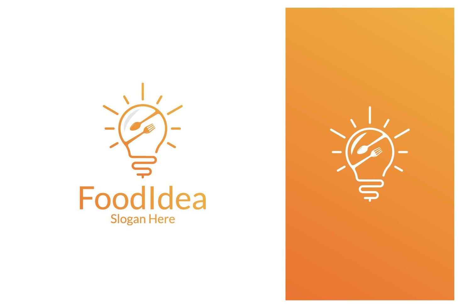 ampoule avec cuillère et fourchette. création de logo d'idée de nourriture vecteur