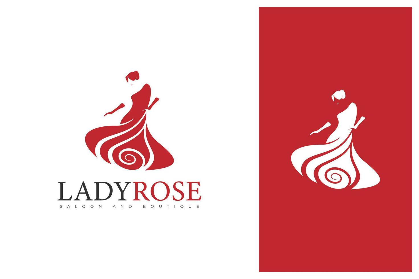 création de logo silhouette dame rose beauté vecteur