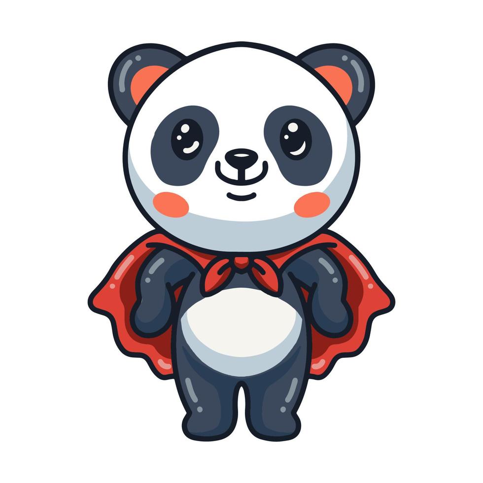 mignon, panda, super héros, dessin animé vecteur