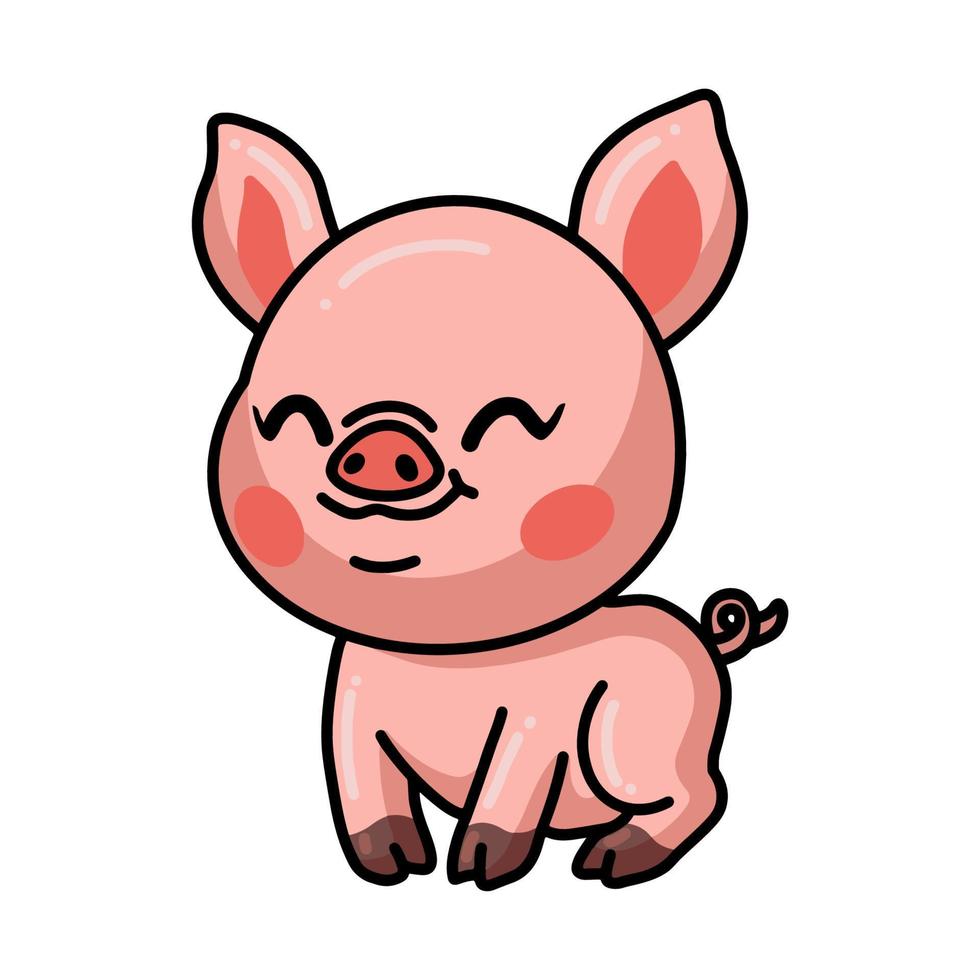 dessin animé mignon petit cochon heureux vecteur