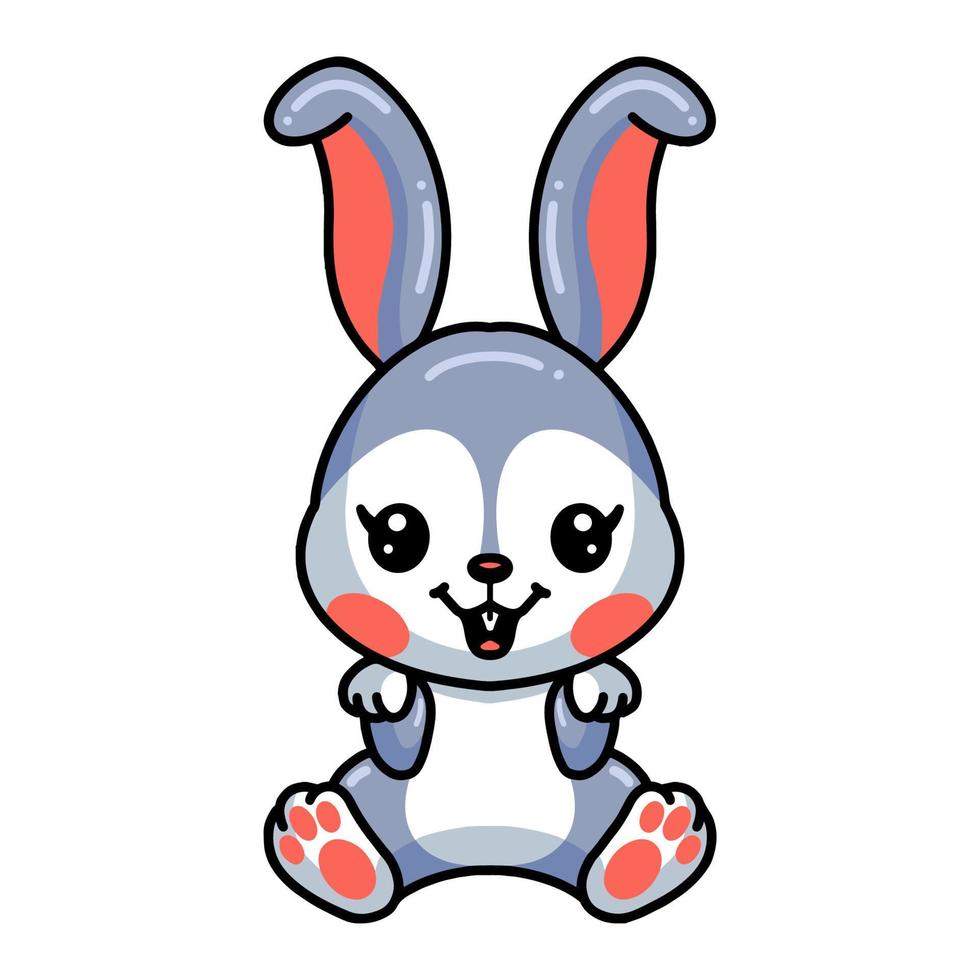 mignon petit dessin animé de lapin assis vecteur