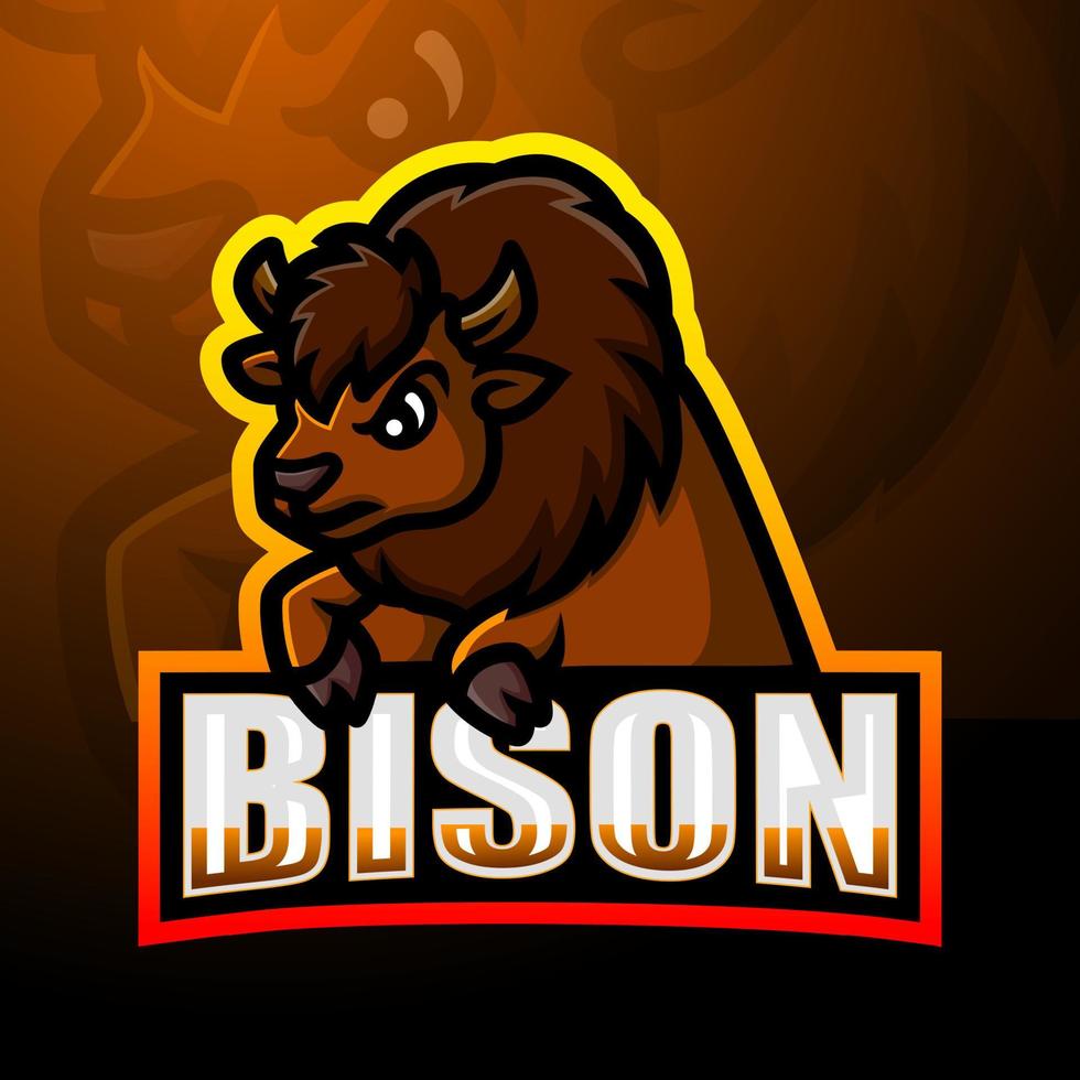 conception de mascotte de bison fort vecteur