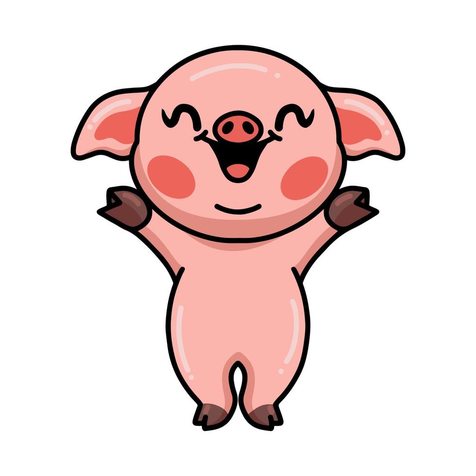 dessin animé mignon petit cochon heureux vecteur