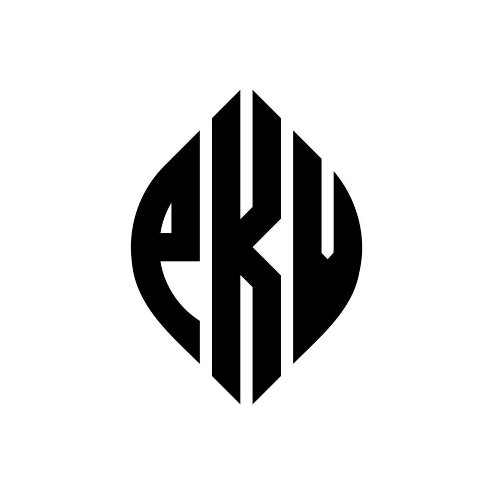 création de logo de lettre de cercle pkv avec forme de cercle et d'ellipse. lettres d'ellipse pkv avec style typographique. les trois initiales forment un logo circulaire. pkv cercle emblème abstrait monogramme lettre marque vecteur. vecteur