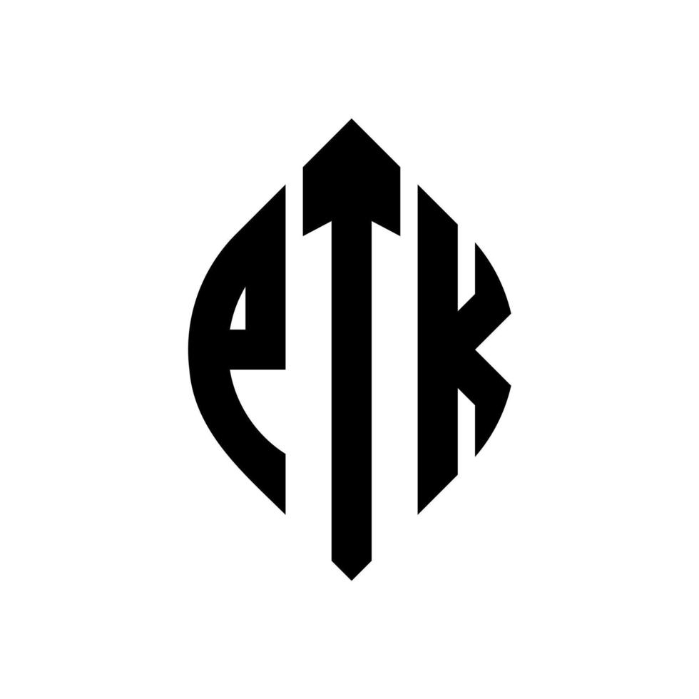 création de logo de lettre de cercle ptk avec forme de cercle et d'ellipse. lettres d'ellipse ptk avec style typographique. les trois initiales forment un logo circulaire. ptk cercle emblème abstrait monogramme lettre marque vecteur. vecteur