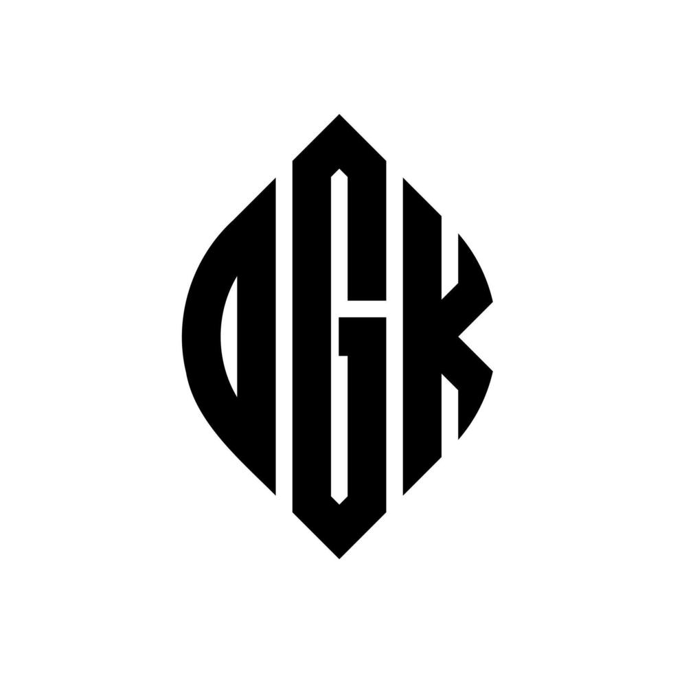 création de logo de lettre de cercle ogk avec forme de cercle et d'ellipse. lettres ogk ellipse avec style typographique. les trois initiales forment un logo circulaire. ogk cercle emblème abstrait monogramme lettre marque vecteur. vecteur