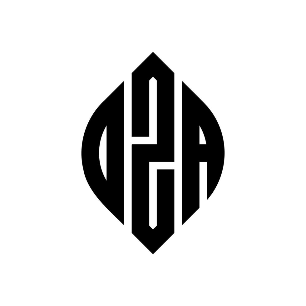 création de logo de lettre de cercle oza avec forme de cercle et d'ellipse. lettres d'ellipse oza avec style typographique. les trois initiales forment un logo circulaire. oza cercle emblème abstrait monogramme lettre marque vecteur. vecteur