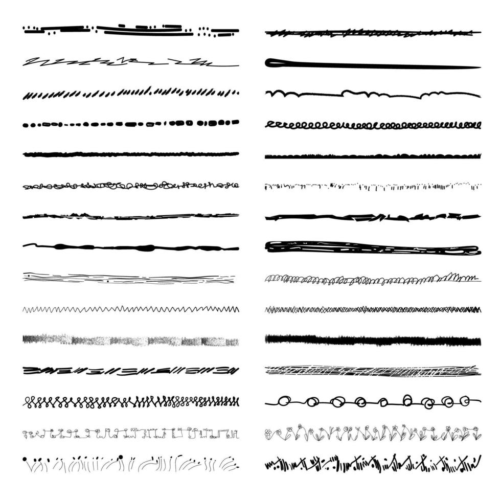 ensemble de lignes à main levée. vecteur