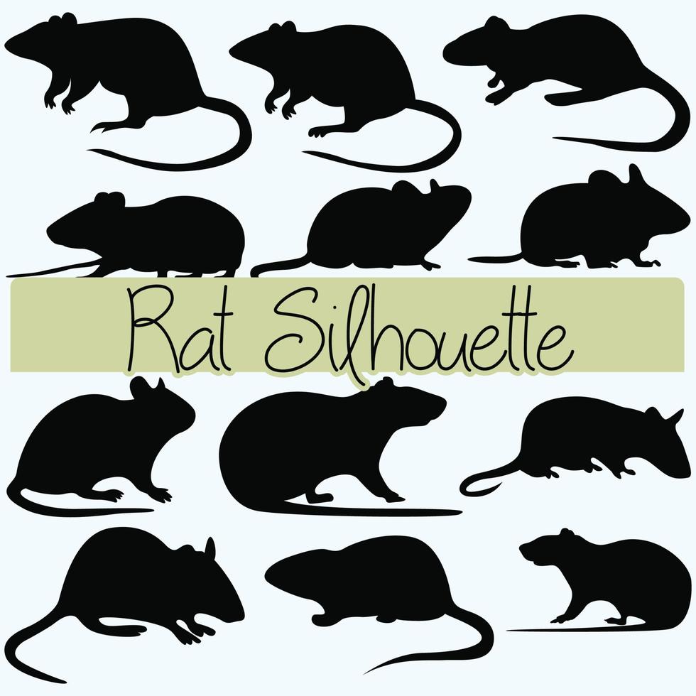 vecteur de silhouette noire d'amour de rat