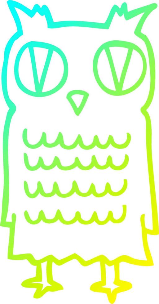 hibou de dessin animé de dessin de ligne de gradient froid vecteur