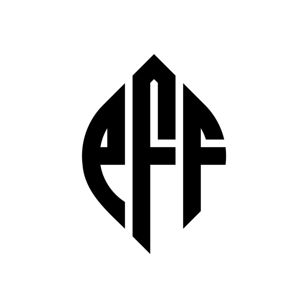 création de logo de lettre de cercle pff avec forme de cercle et d'ellipse. lettres d'ellipse pff avec style typographique. les trois initiales forment un logo circulaire. pff cercle emblème abstrait monogramme lettre marque vecteur. vecteur