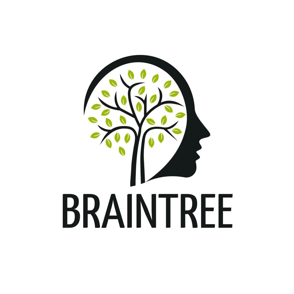 illustration du logo du cerveau de l'arbre de l'esprit humain, de la croissance, de l'innovation, de la pensée vecteur