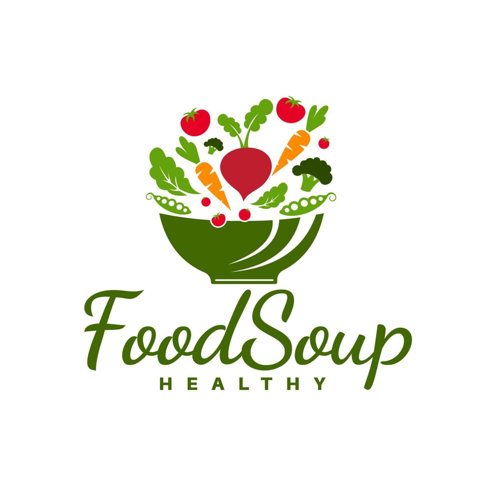 logo de cuisine à domicile avec bol de légumes et cuisine avec des aliments sains et nutritifs vecteur