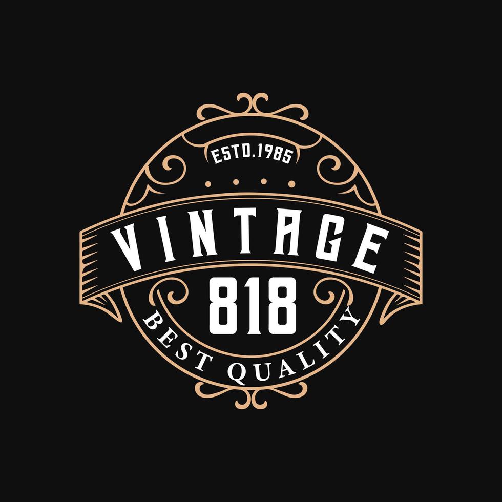 logo de cadre vintage. salon de coiffure, étiquette de whisky, vin, bière, brasserie, salon, boutique, signalisation, royauté, bijoux, boutique, café, hôtel. illustration vectorielle vecteur