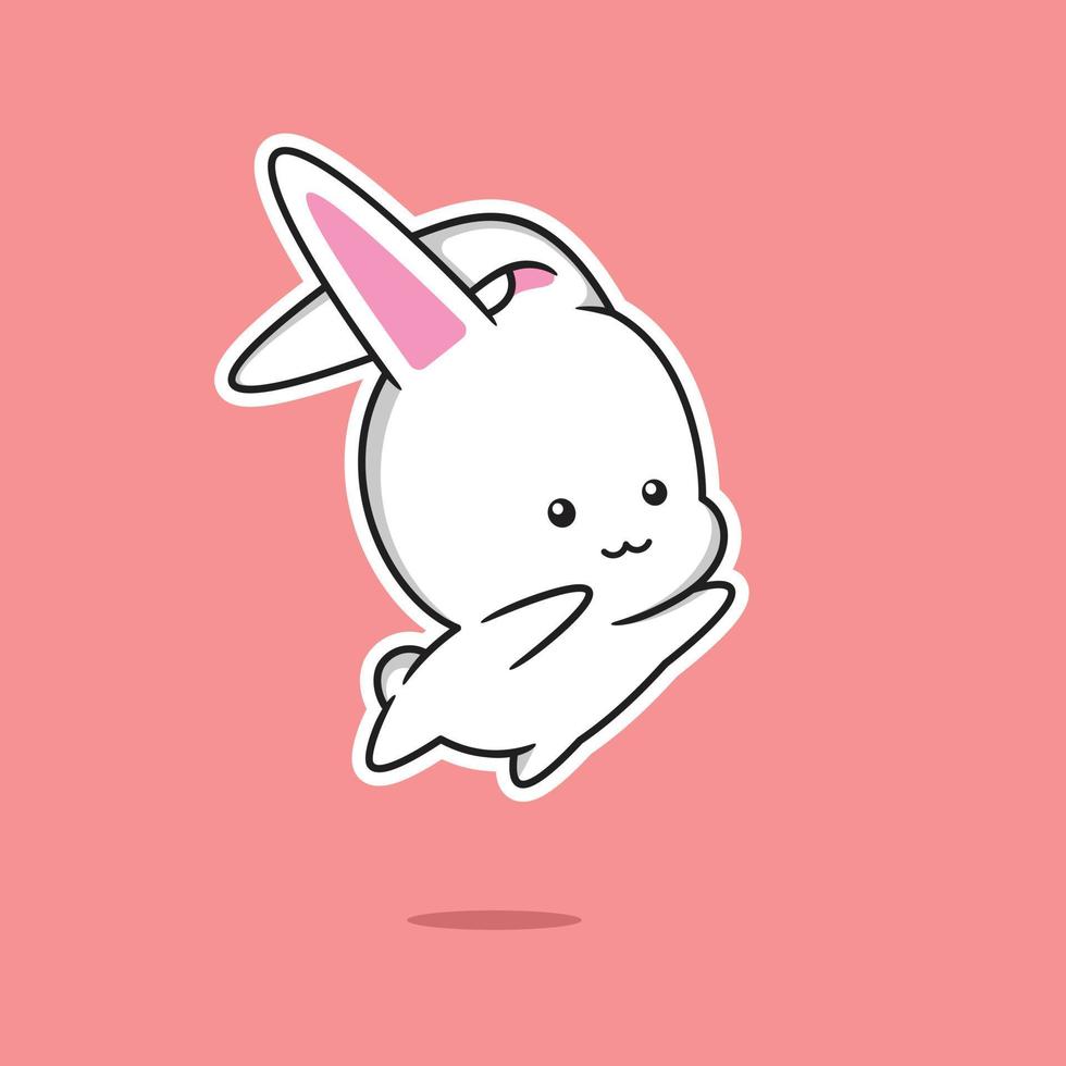 illustration vectorielle de lapin blanc mignon sautant vecteur