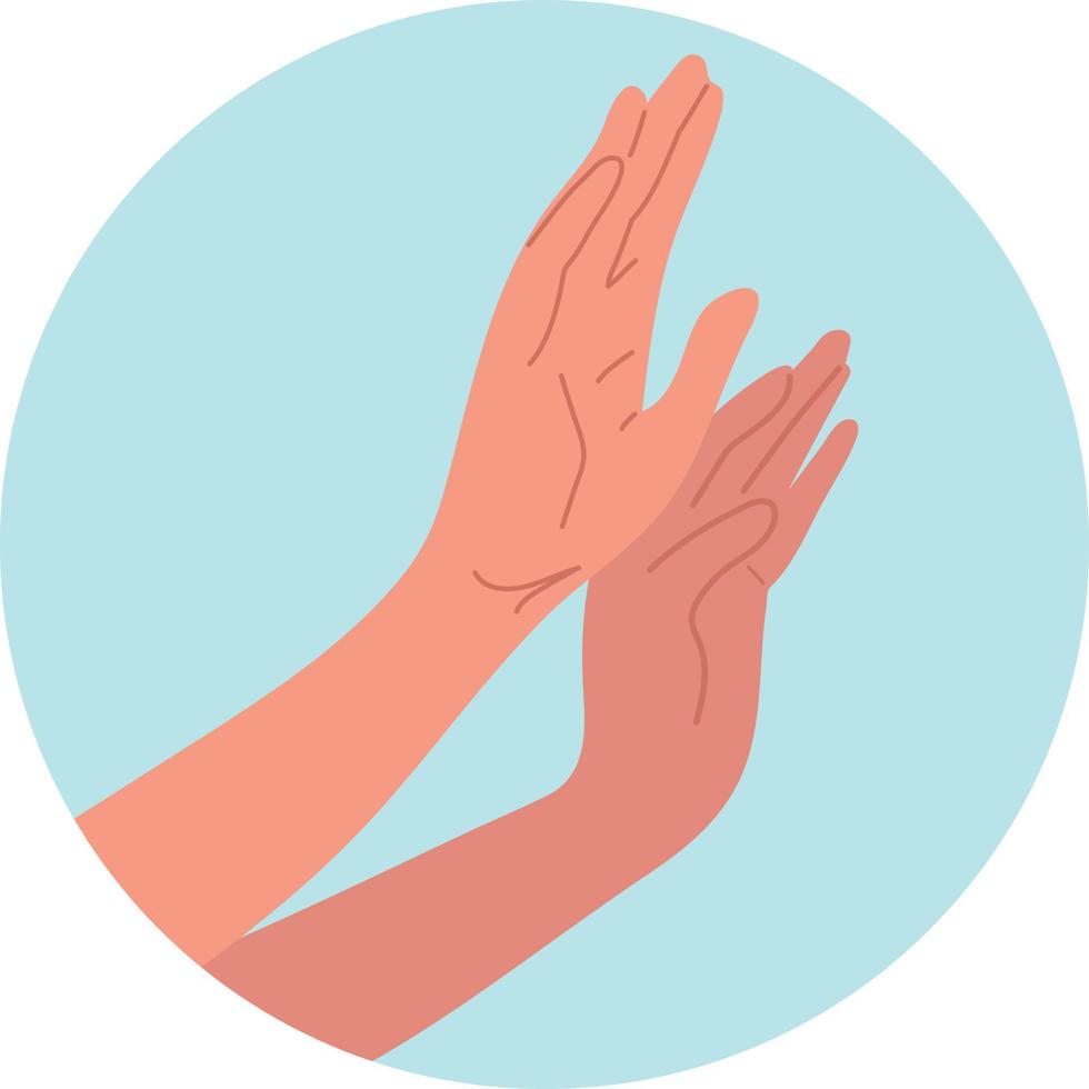 geste de la main pour arrêter la violence. cercle .vector illustration plate. vecteur