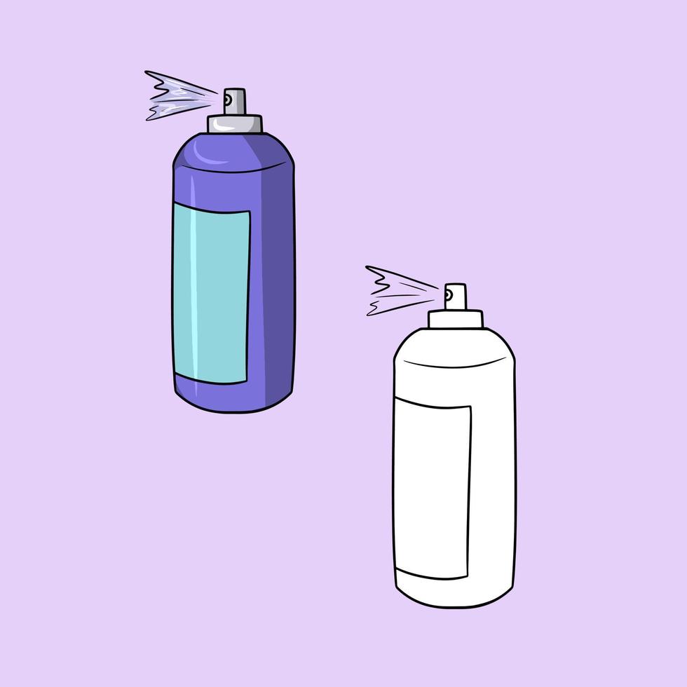 un ensemble d'images, de la laque pour les cheveux, un spray nettoyant, de la peinture en aérosol, une illustration vectorielle en style dessin animé sur un fond coloré vecteur