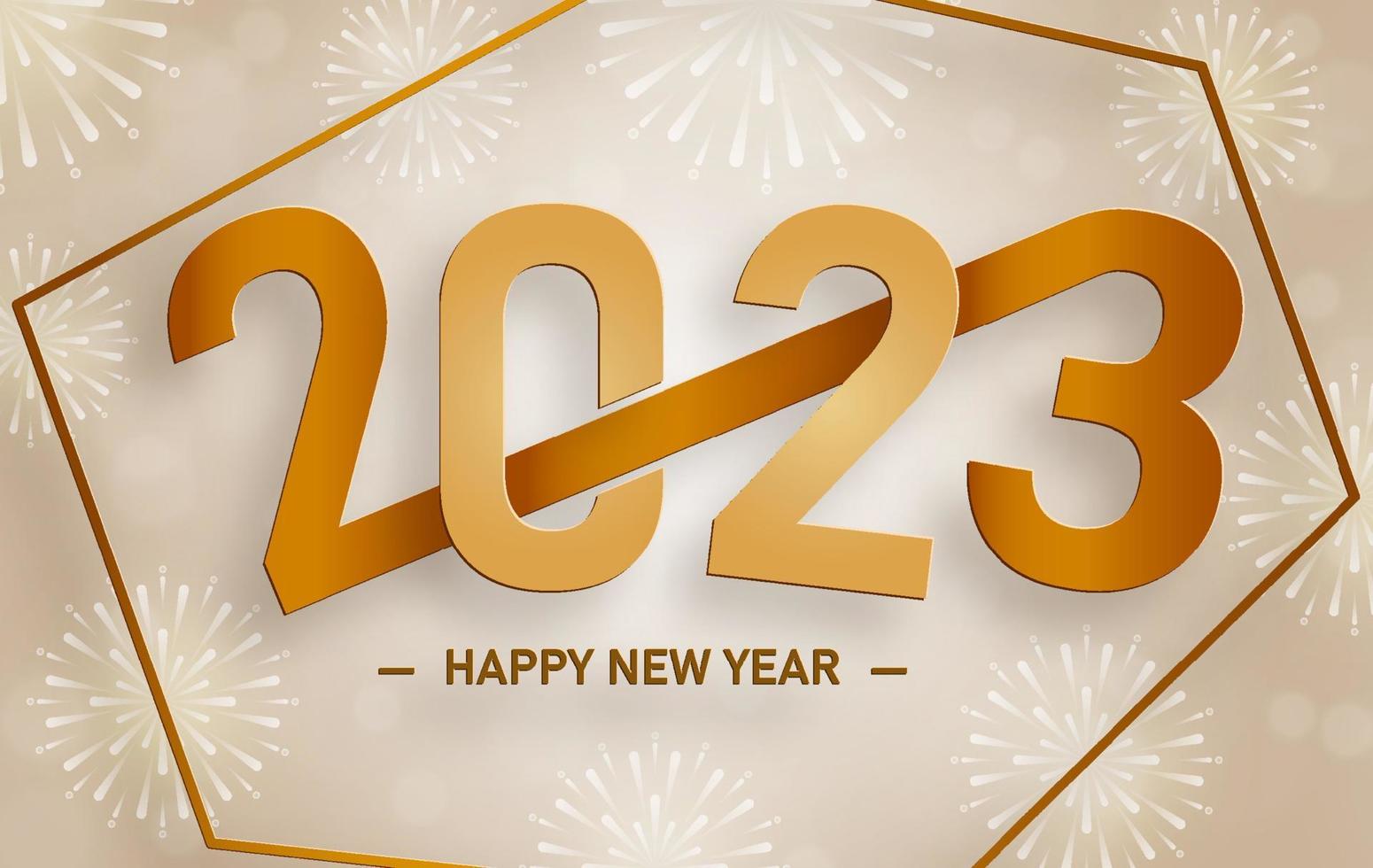 bonne année 2023, motif festif avec concept de boules de noël et de flocons de neige sur fond de couleur vecteur