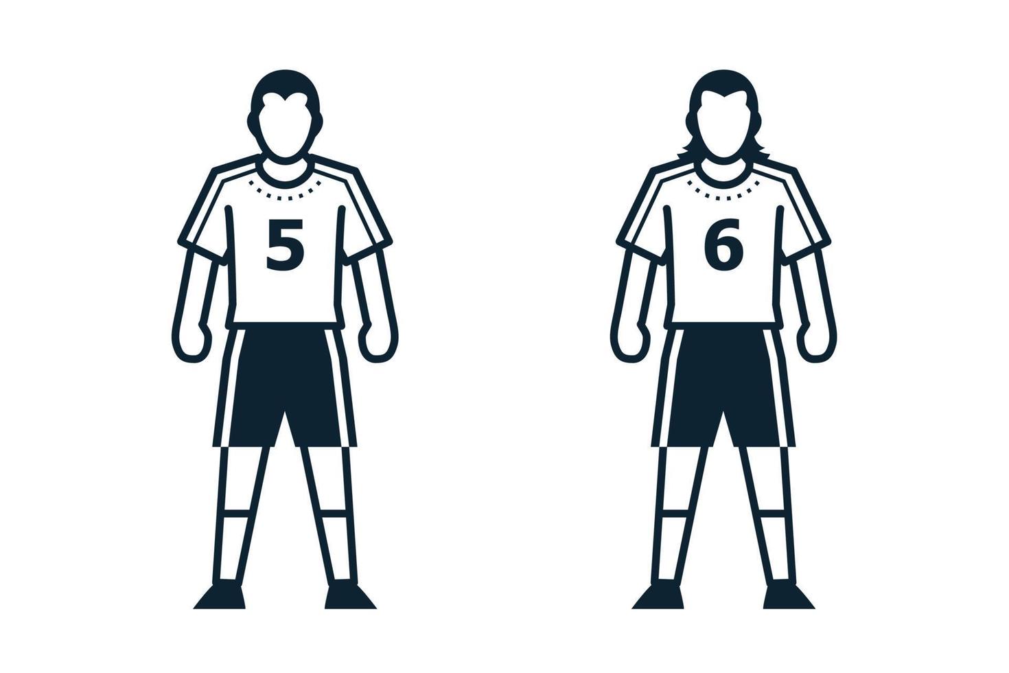 joueur de football, icônes de personnes et de vêtements avec fond blanc vecteur