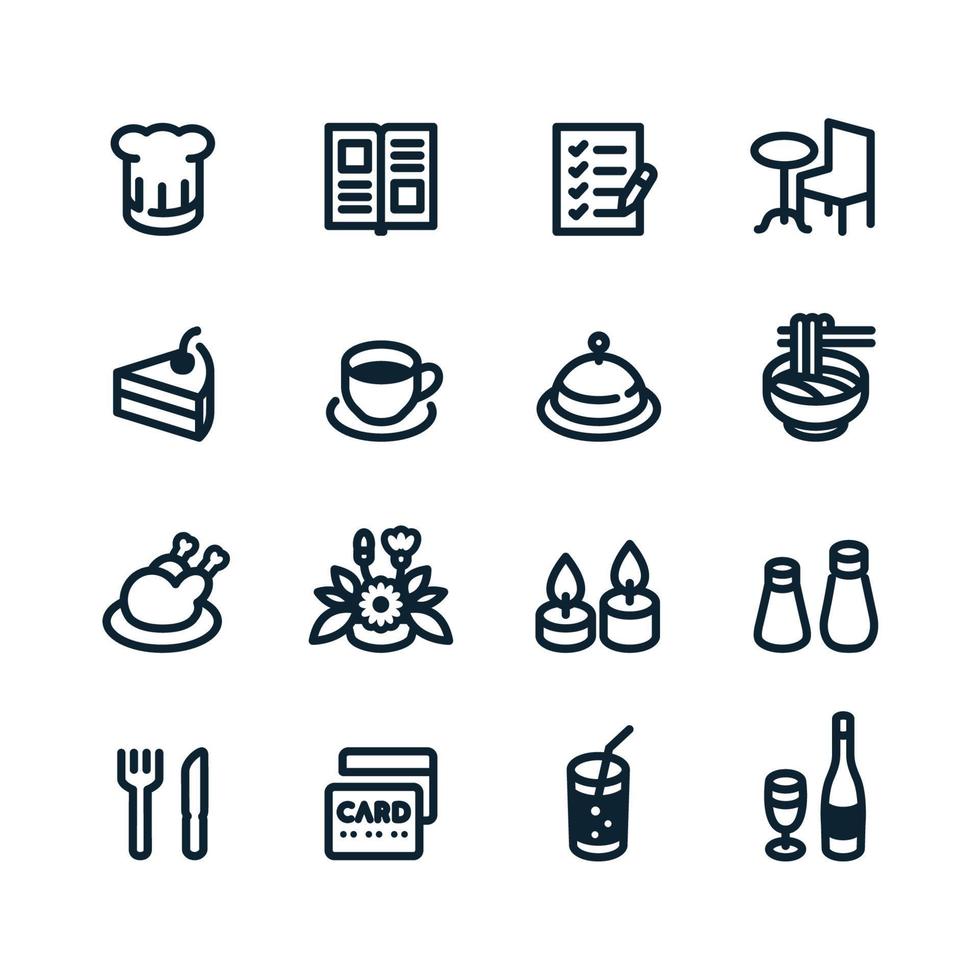 icônes de restaurant avec fond blanc vecteur