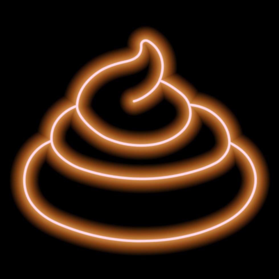 silhouette néon marron caca emoji sur fond noir vecteur