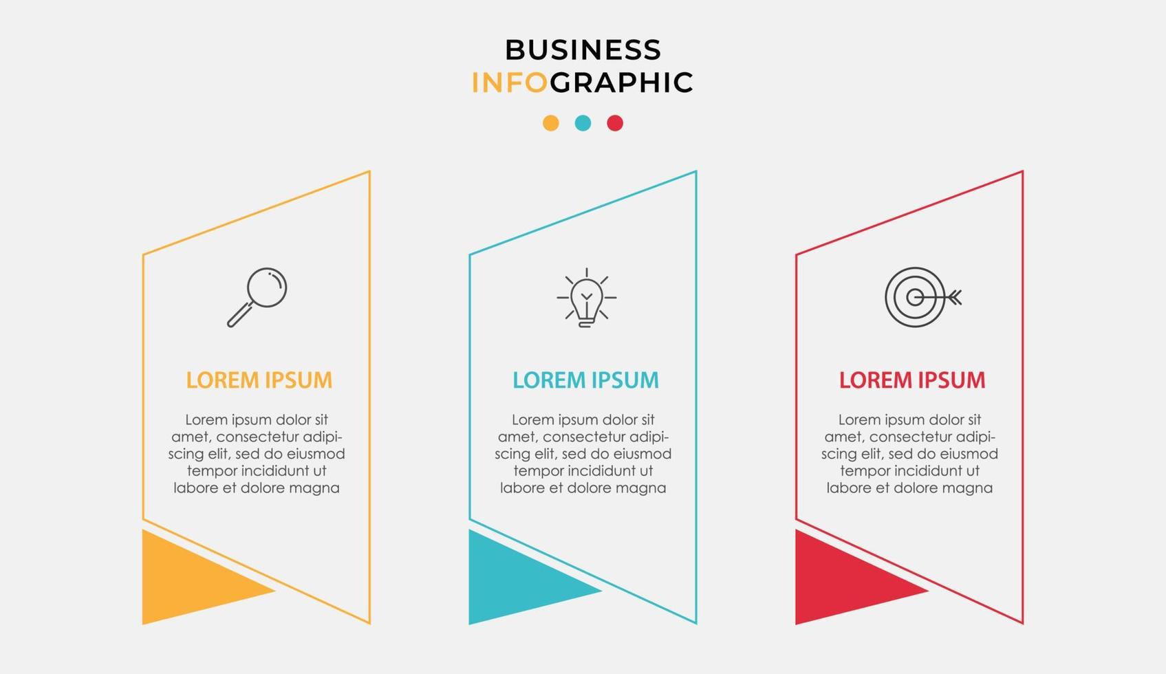 modèle d'entreprise de conception infographique vectorielle avec icônes et 3 options ou étapes. vecteur